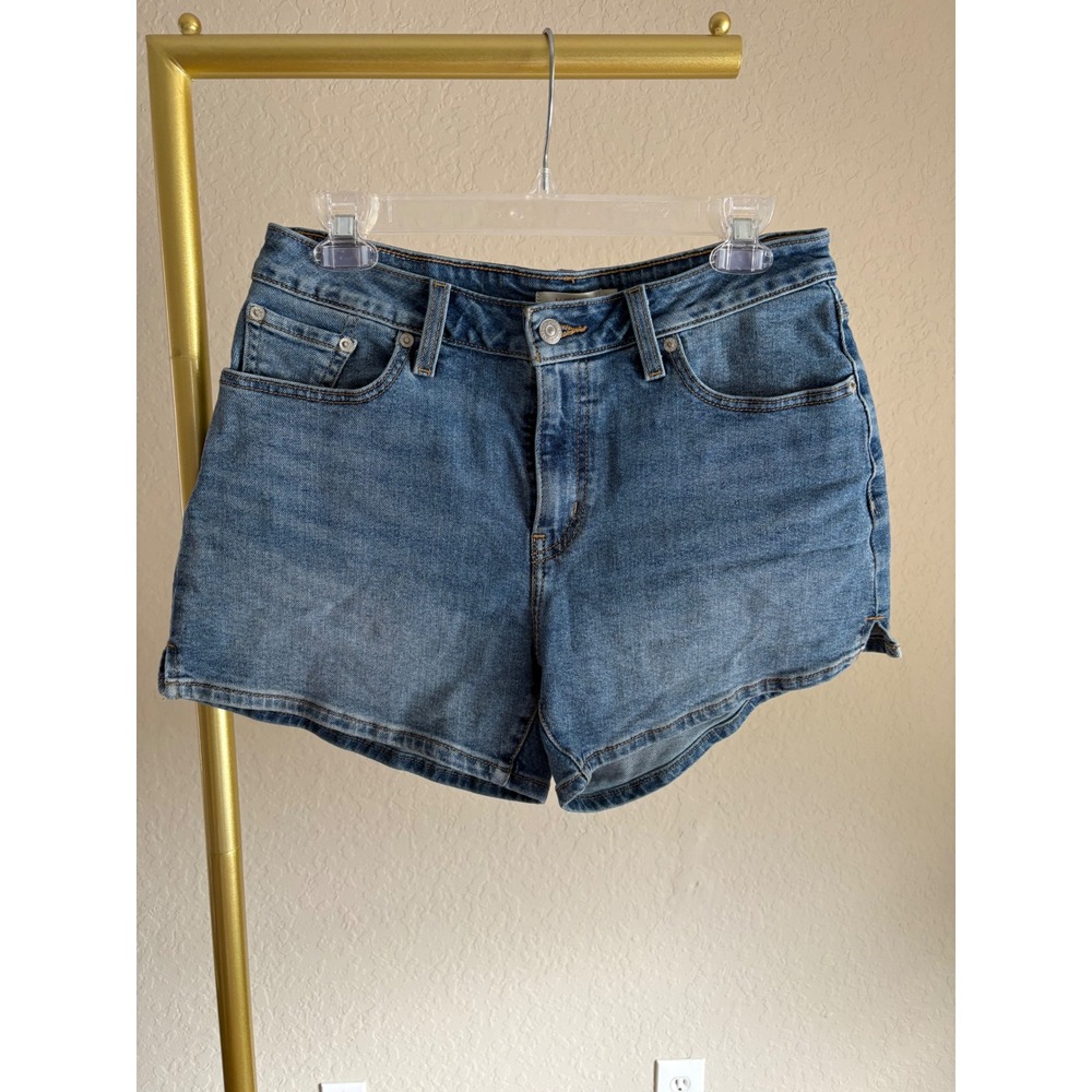 Levis A-Line Denim Shorts Womens 29 Medium Wash High Rise Blue Jean Cutoffs